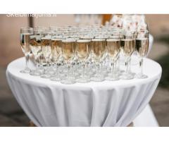 Šampano staliukas ir aptarnavimas po ceremonijos 